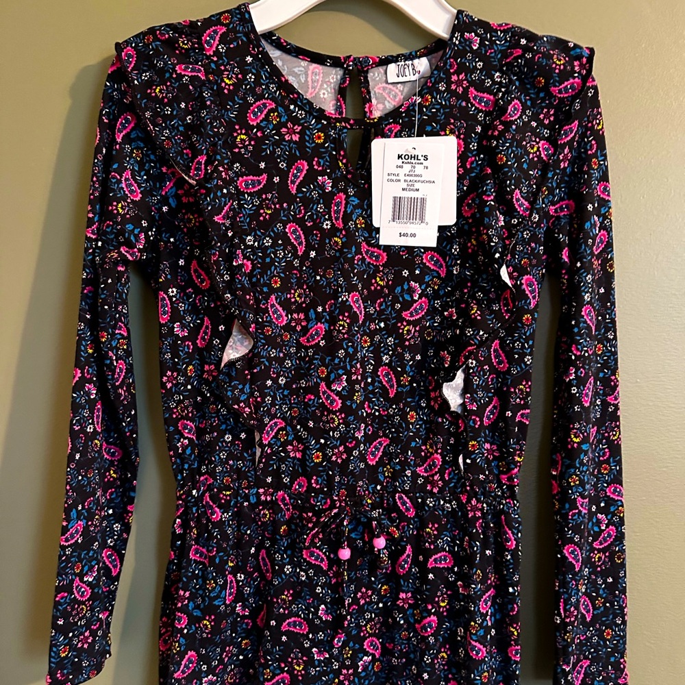 Colorful Floral Long Sleeve Romper - Girls Medium (10/12)